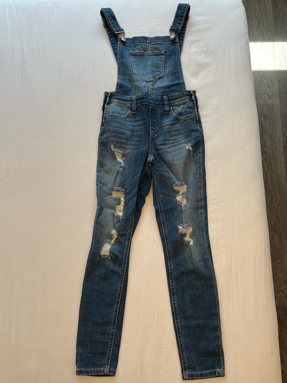 Cello Distressed Dark Blue Denim Overalls
